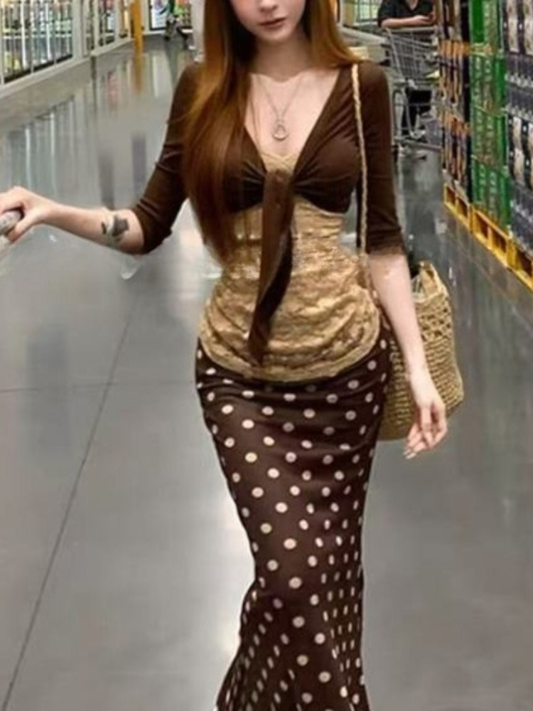 Crop Top Crochet - Japanese Vintage 3-piece Set Women Slim