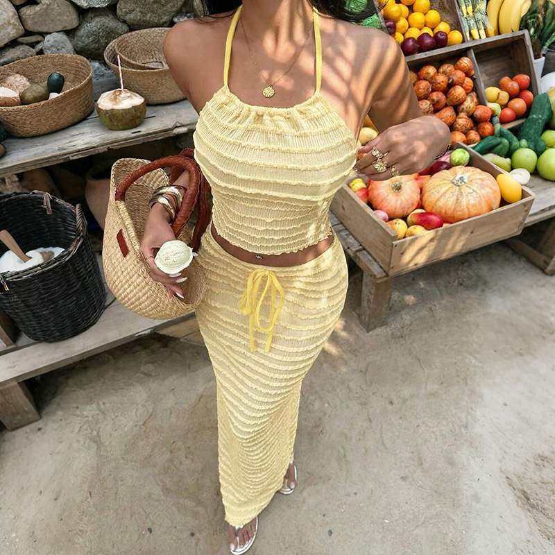 Maxi Dress Halter - Sexy Elegant Dress Two Piece Skirt