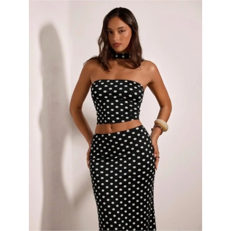 Women's Retro Y2K Polka Dot Hi - Crop Top Crochet recension och pris