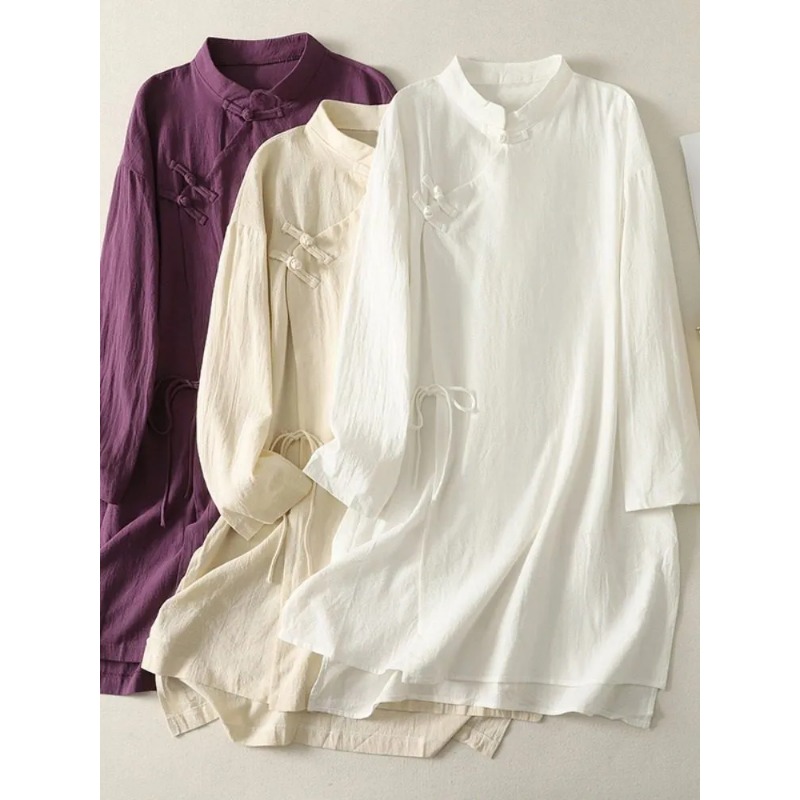 Women's Chinese Style Frog But - Linen Dress Wrap recension och pris