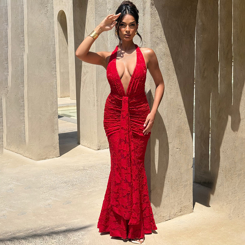 Sexy Deep V Backless Wrap arou - Linen Dress Wrap recension och pris
