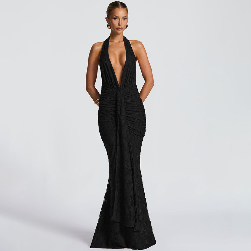 Sexy Deep V Backless Wrap arou - Linen Dress Wrap recension och pris