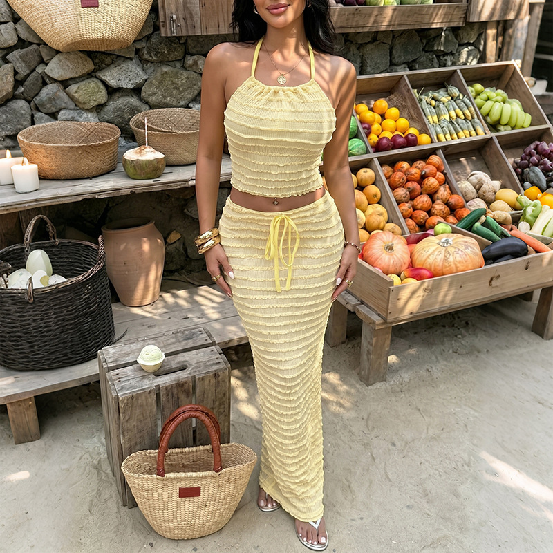 Sexy Elegant Dress Two Piece S - Maxi Dress Halter recension och pris